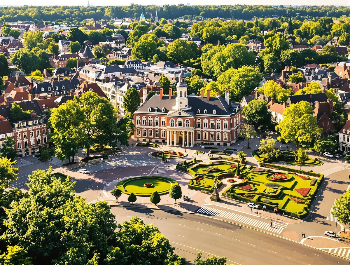 Fenêtre Nord — Centre-ville de Marcq-en-Barœul, hôtel de ville et jardins, desserte menuiserie